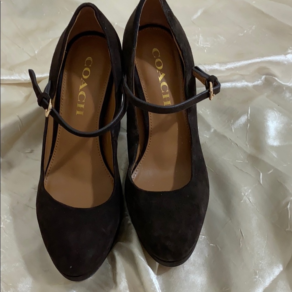 Coach brown high heel platform shoes